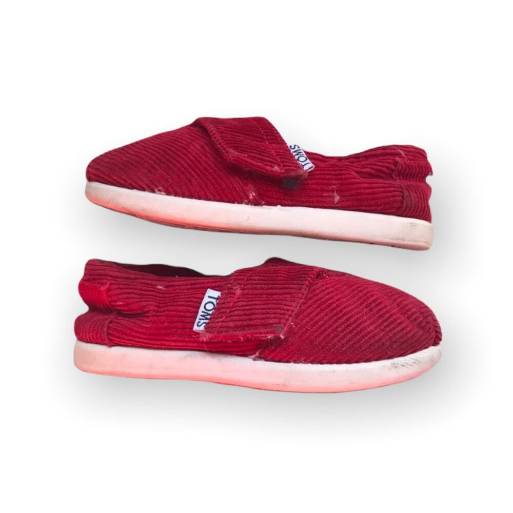 Toms Unisex Boys Girls Shoes‎ Size 6 Red Corduroy Sherpa Slip Ons Tiny